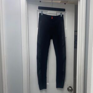 SPANX Black Leggings with Faux leather panels on side